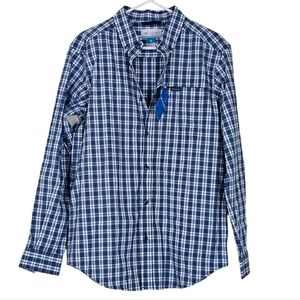 Columbia Rapid Rivers II Men’s Button-Up Shirt Medium Blue Plaid Long Sleeve NWT